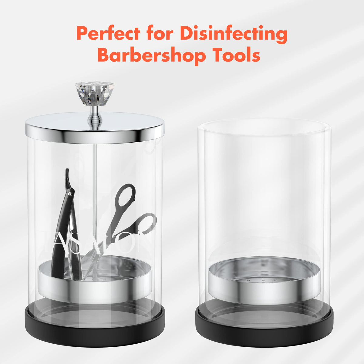 TASALON Disinfectant Jar with Removable Basket, Glass Body and Stainless Cap