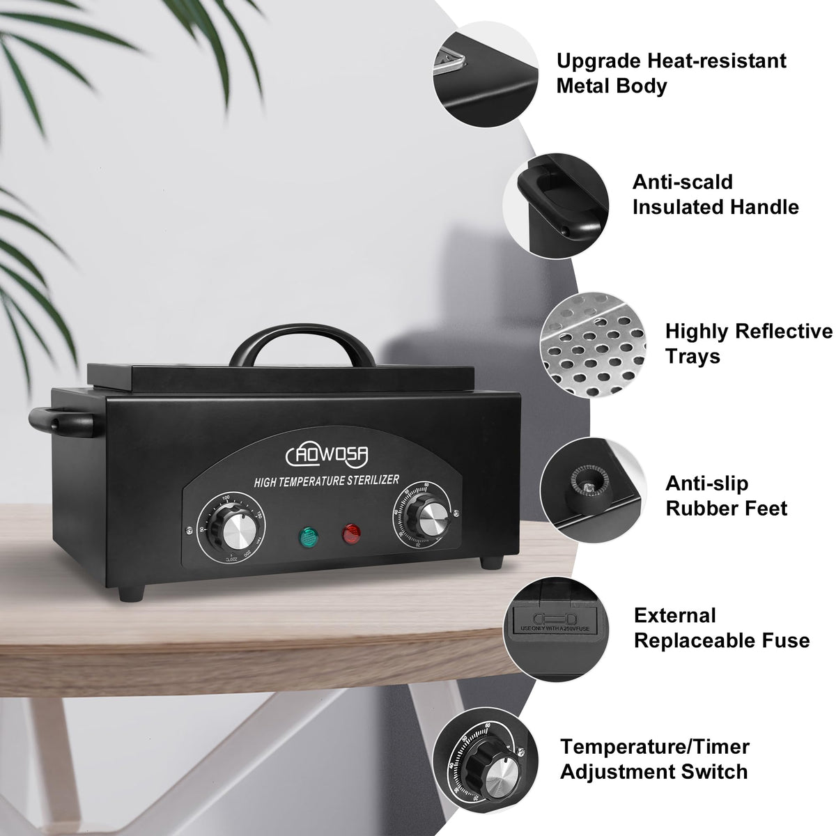 AOWOSA 2L High Temperature Dry Heat Metal Tool Cleaning Box