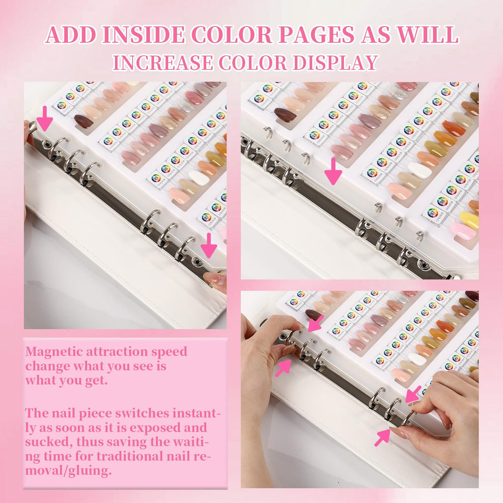 ANGNYA Magnetic Nail Swatch Book for Nail Color Display