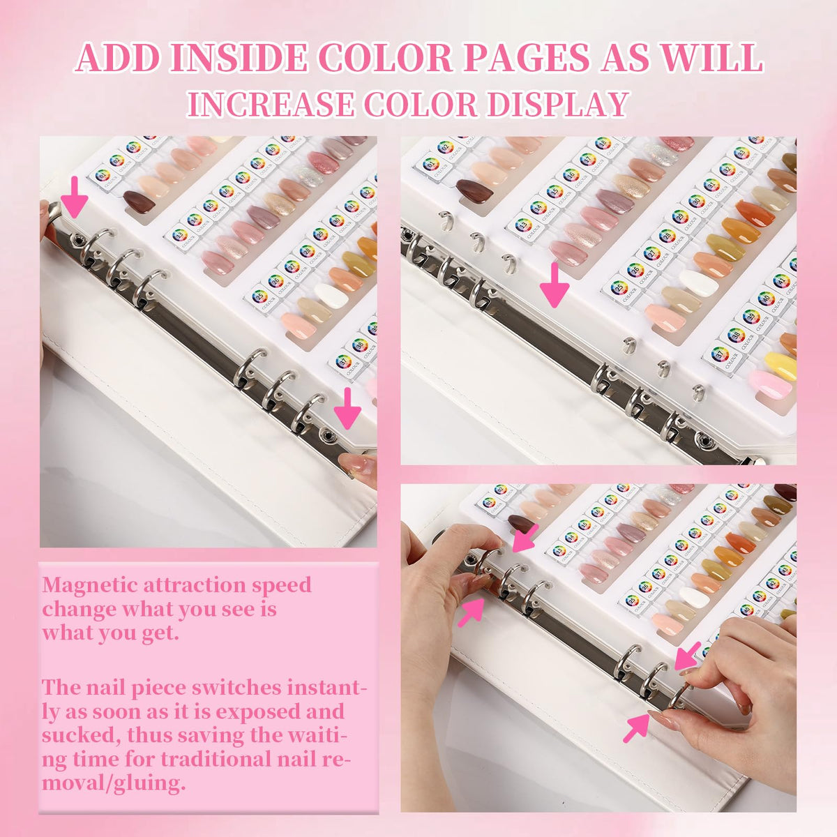 ANGNYA Magnetic Nail Swatch Book for Nail Color Display