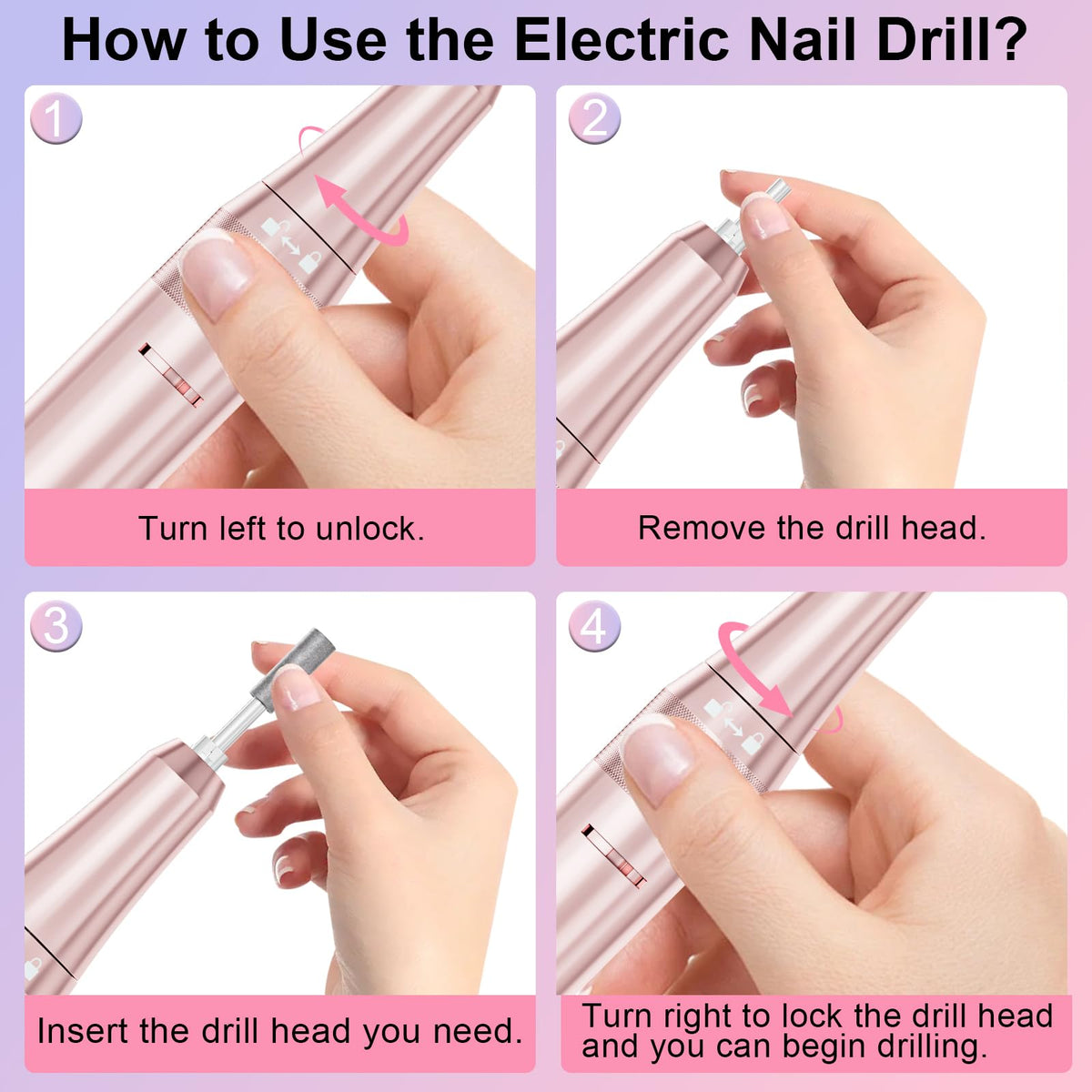 Professional Rechargeable Electric Nail Drill Kit, 40,000 RPM