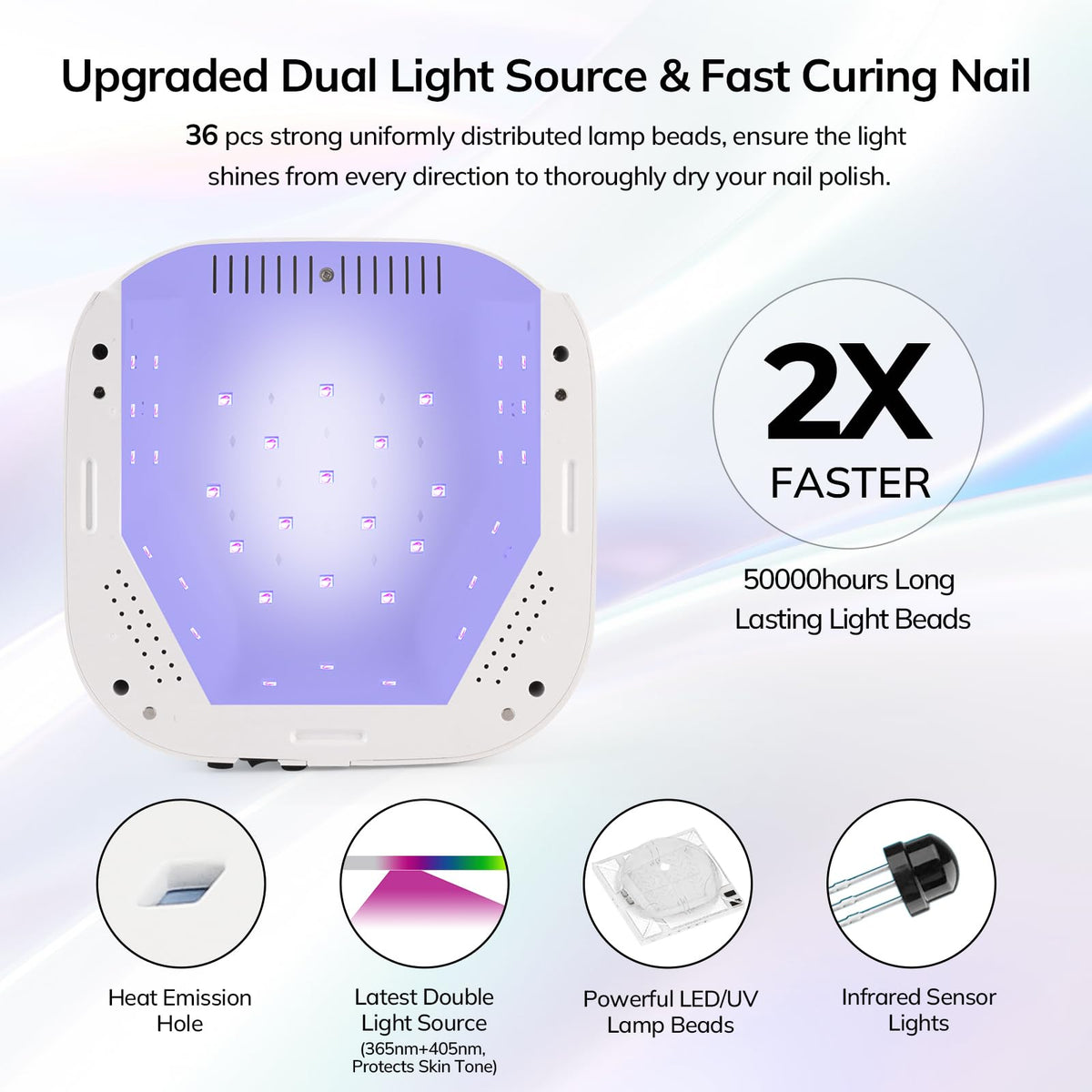 Lavinda 54W Cordless UV LED Nail Lamp with LCD Timer