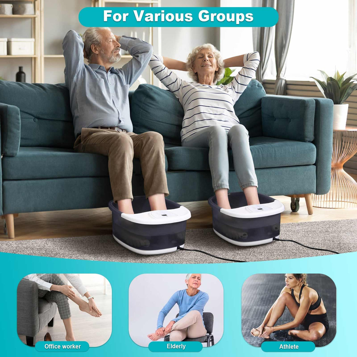 ECARBME Heated Foot Spa Bath Massager with Bubbles and Massage Rollers