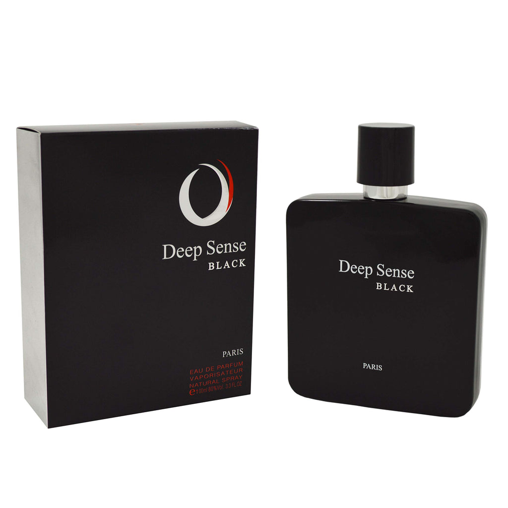 Deep Sense Black Eau de Parfum for Men, 3.3 Ounce
