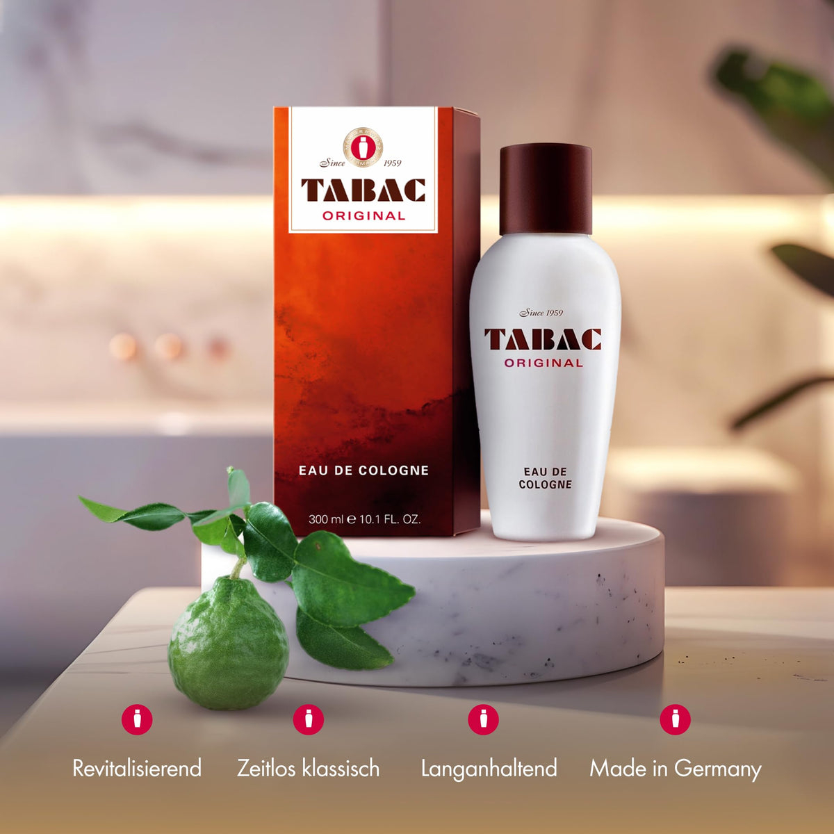 Maurer & Wirtz Tabac Original Eau de Cologne Splash for Men, 10.1 Fl Oz