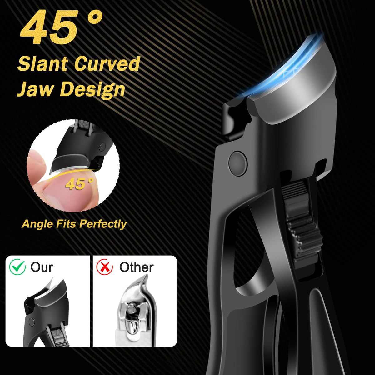 Kingfun Toenail Clipper Set for Seniors, Thick and Ingrown Toenails