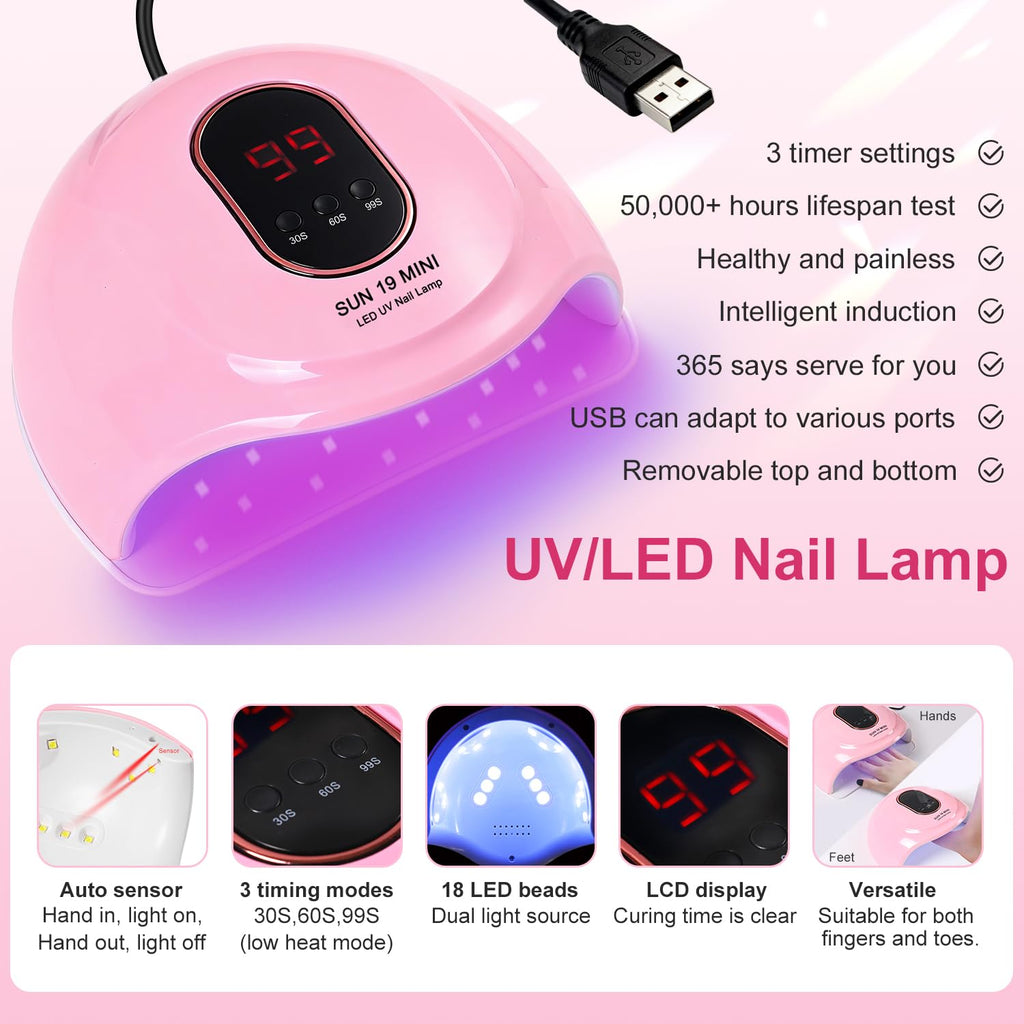 Acrylic Nail Kit Starter Set with Nail Drill, UV Lamp and Nail Art Tools