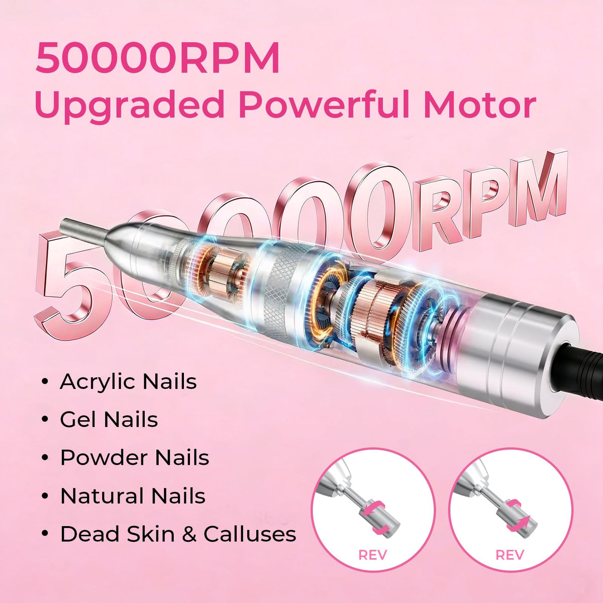 Wea&Hea 50,000 RPM Rechargeable Electric Nail Drill Machine