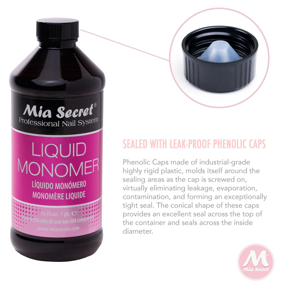 Mia Secret Clear EMA Liquid Monomer for Acrylic Nails, 16 oz