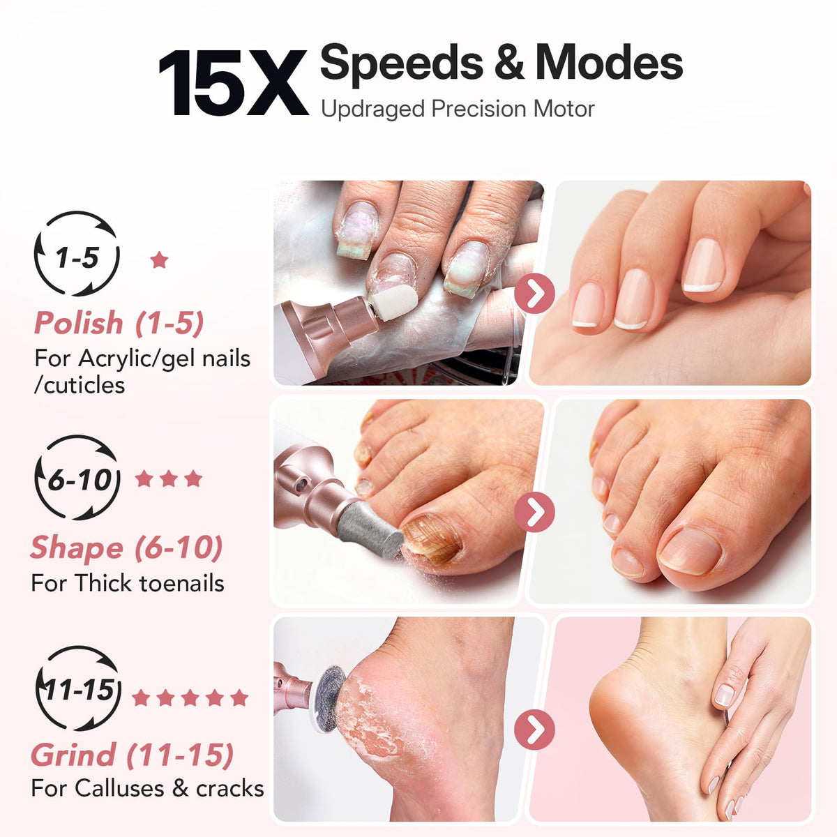 LitBear Cordless Electric Nail Drill and File Set for Manicure and Pedicure