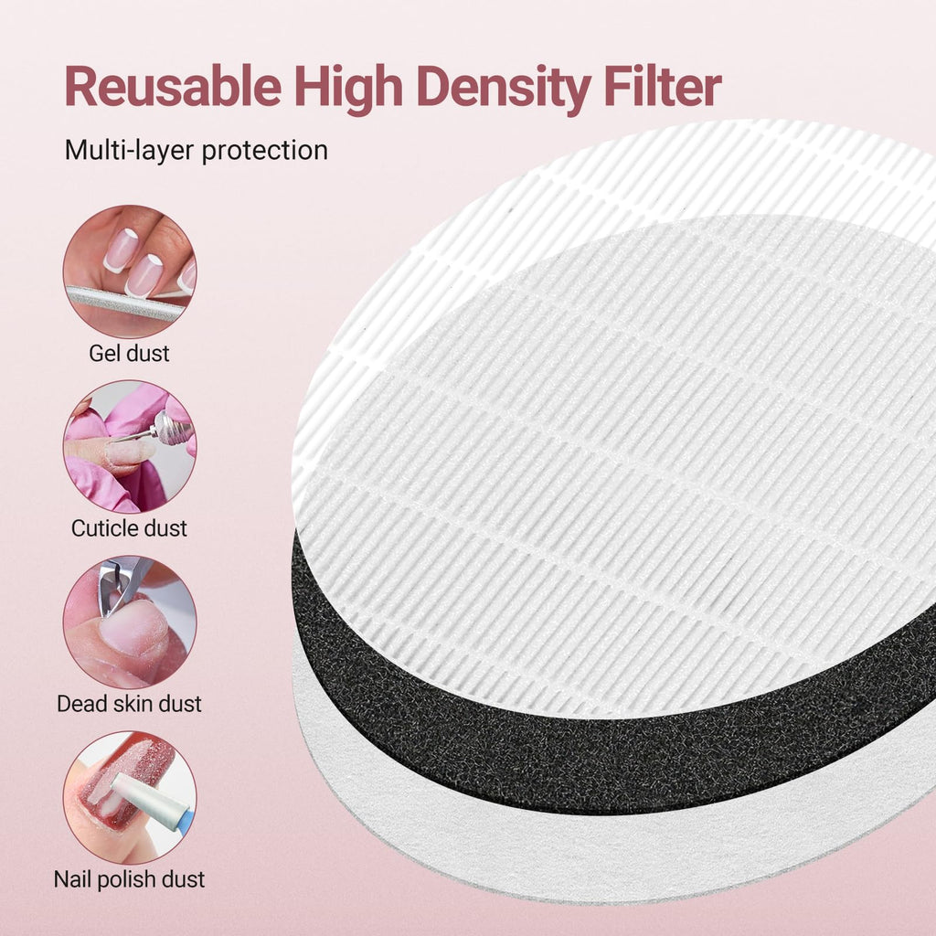 Professional Nail Dust Collector with 5000 RPM Suction and Reusable Filter