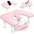 U-Shaped Nail Arm Rest with Adjustable 360° Phone Holder, Pink