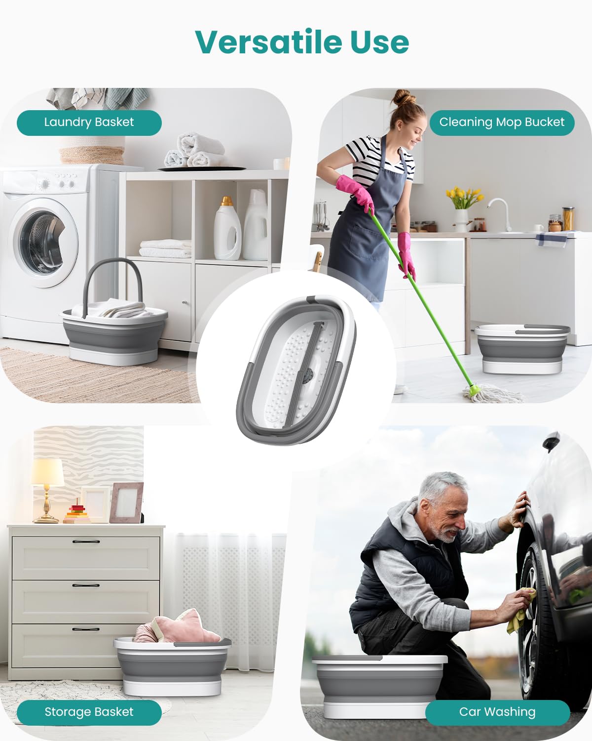 Nekteck Collapsible Foot Soaking Tub with Massage Nodes and Pumice Stone