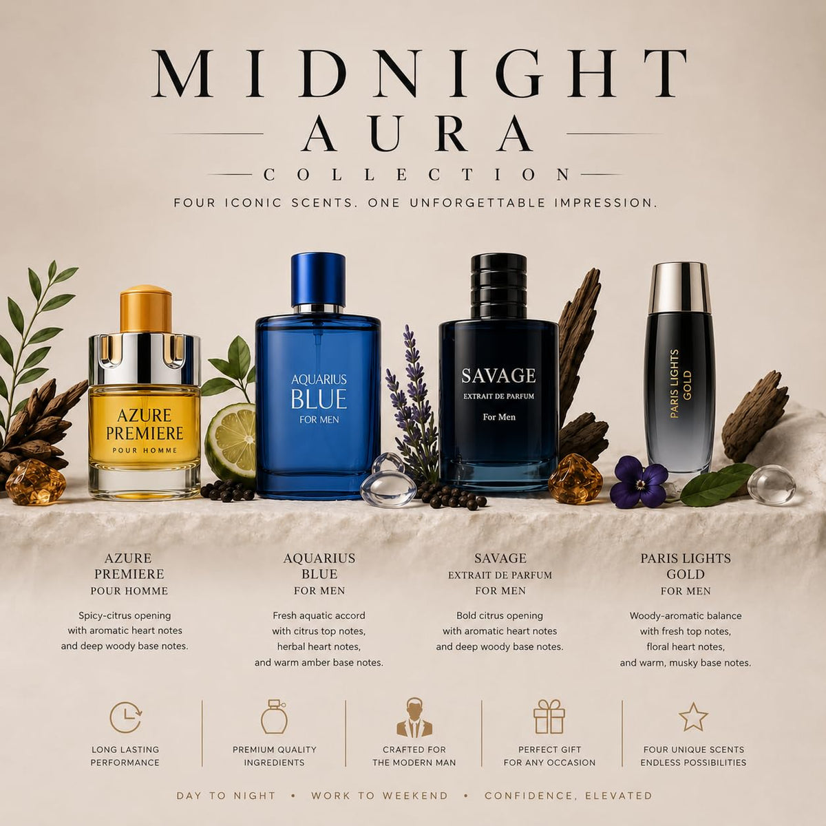 Midnight Aura Collection Men's Cologne Gift Set