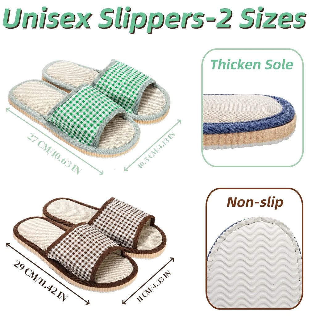 Eorbow Washable Guest House Slippers, Open Toe Non-Slip Spa Slippers, 10 Pairs