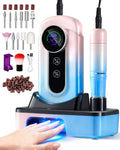 Electric Nail Drill Kit with UV LED Lamp, Cordless Rechargeable E-File