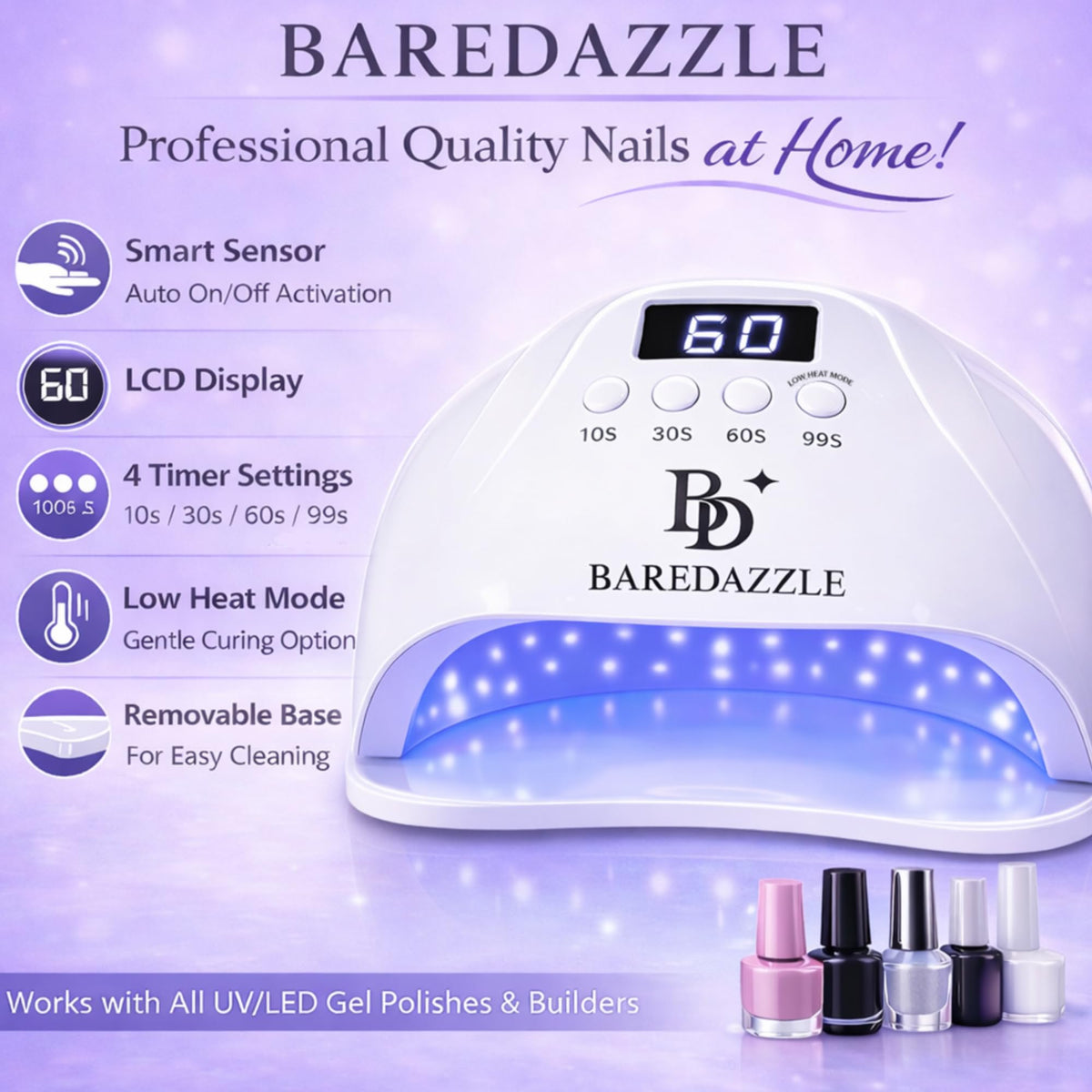 120W UV LED Nail Lamp for Gel Nails with 4 Timers and Auto Sensor