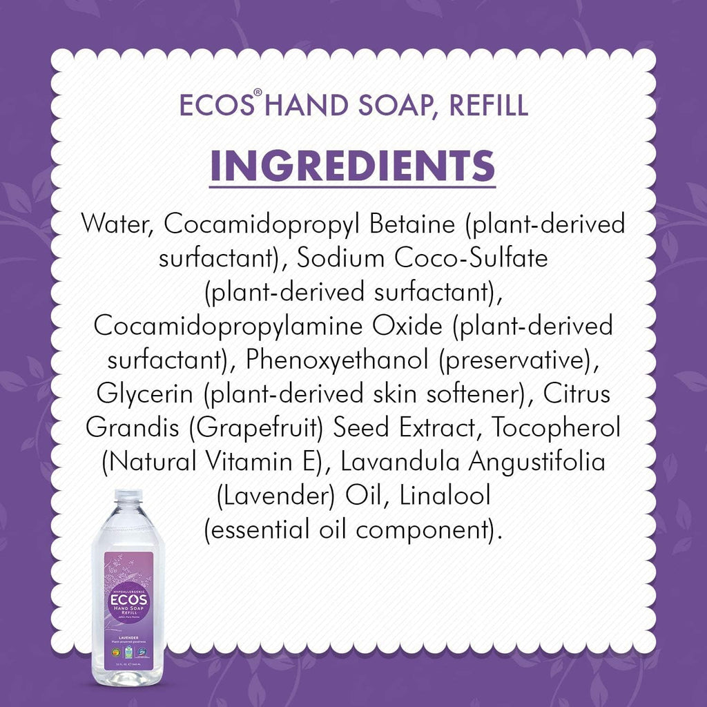 Earth Friendly Products Lavender Hand Soap Refill, 2 Pack, 32 oz Each