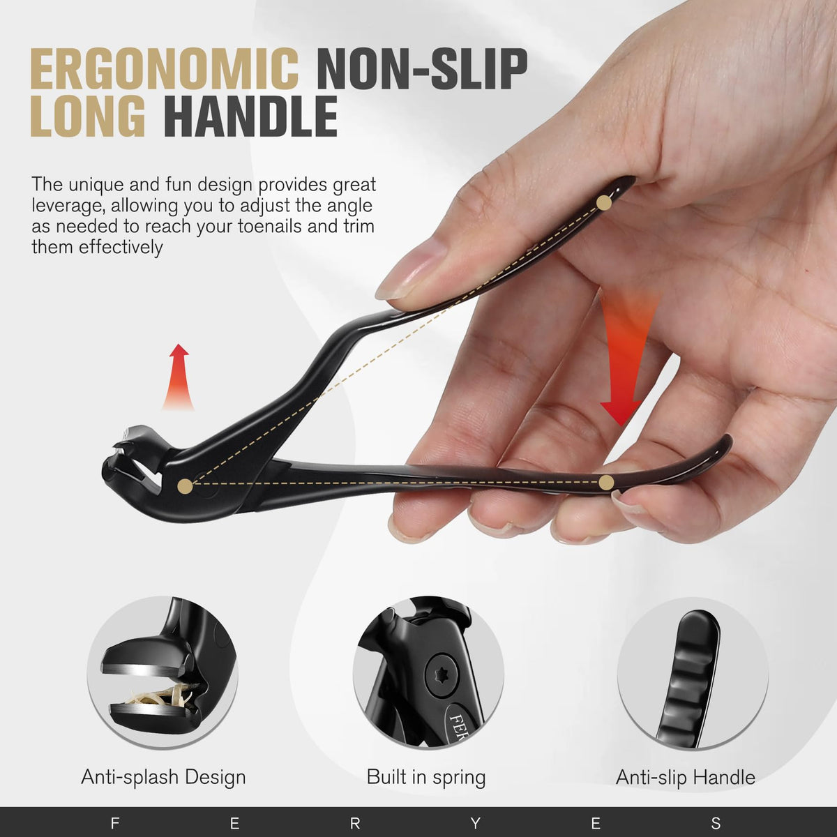 FERYES Long-Handle Ergonomic Nail Clippers for Seniors