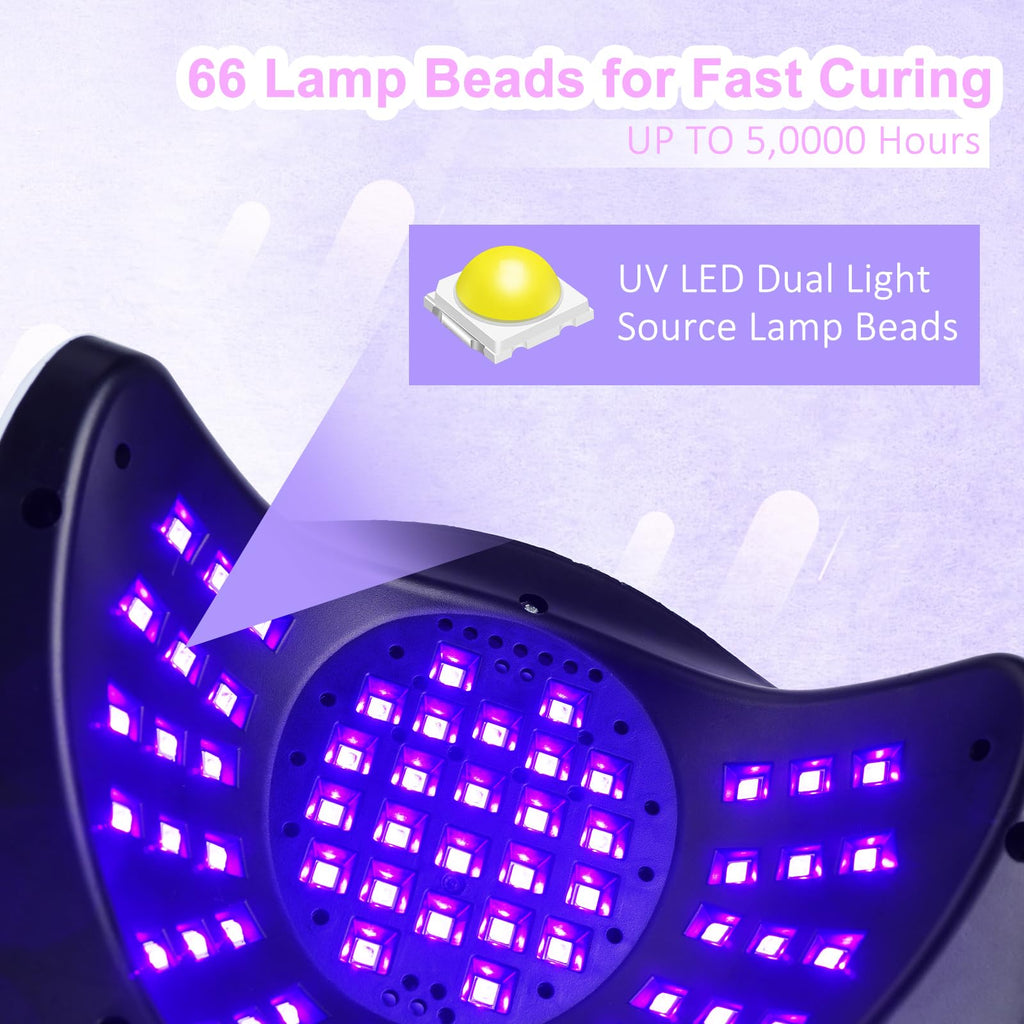 LKE UV LED Nail Lamp with Smart Sensor, Heat Control & Detachable Base