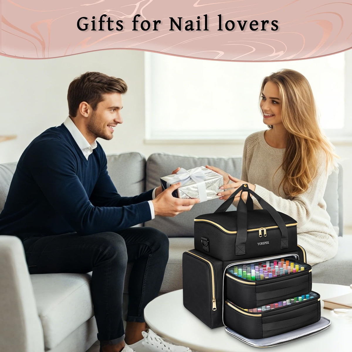 YOREPEK Nail Polish Organizer Case with Removable Pouches