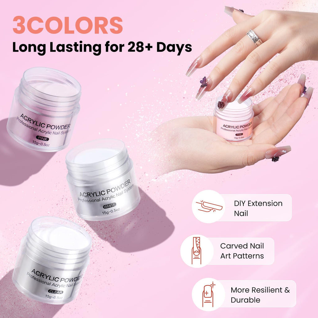 Complete Acrylic Nail Starter Kit with Practice Hand, Drill & Lamp
