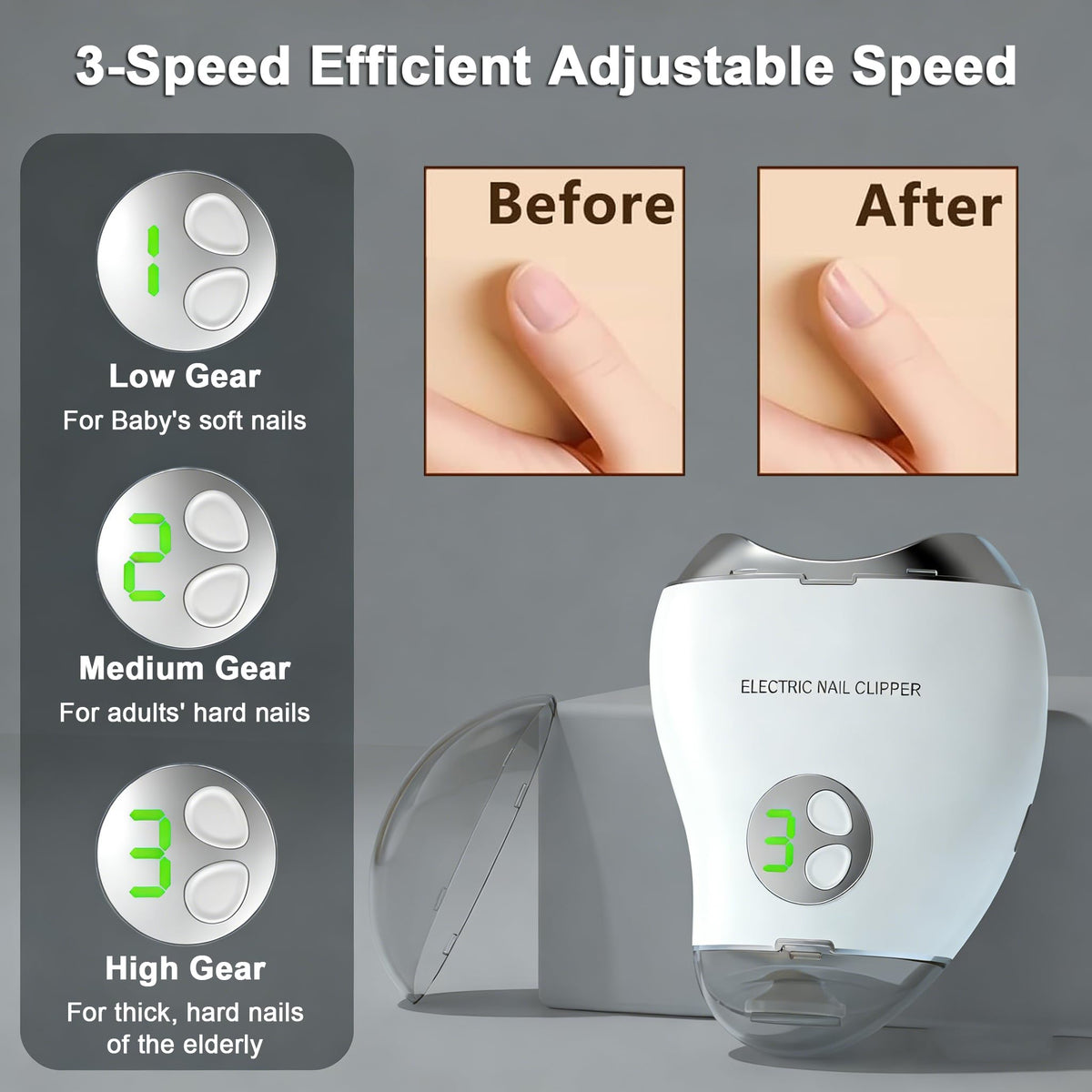 Rechargeable 4-in-1 Electric Nail Clipper with LED Light