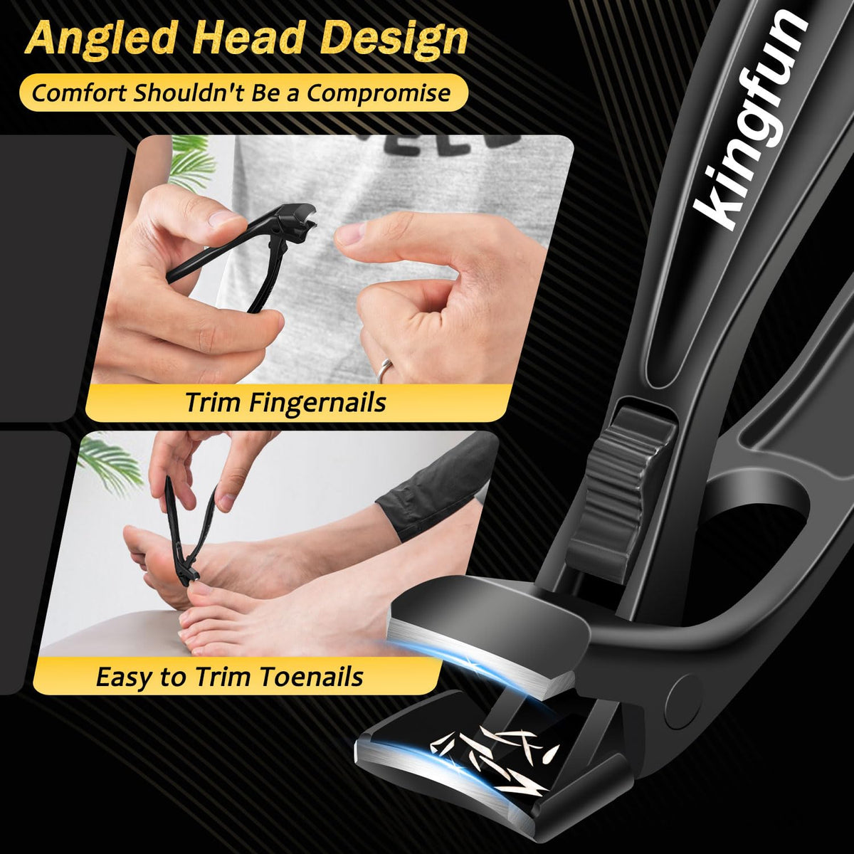 Kingfun Toenail Clipper Set for Seniors, Thick and Ingrown Toenails