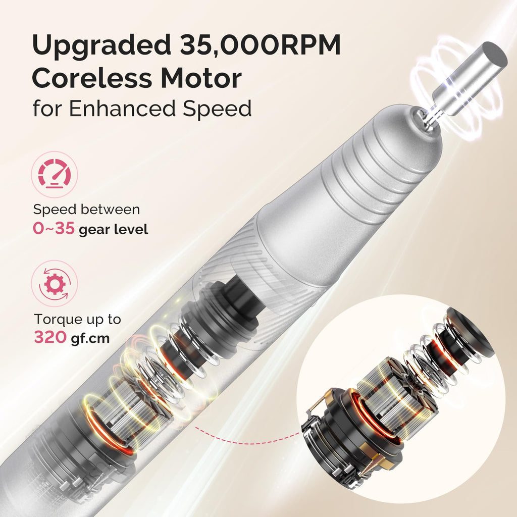 MelodySusie SM320G Clip-On Nail Drill, 35,000 RPM