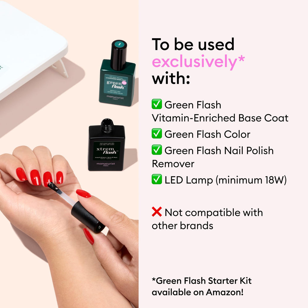 Manucurist Green Flash Xtrem Flash Gel Top Coat, Long-Lasting Shine