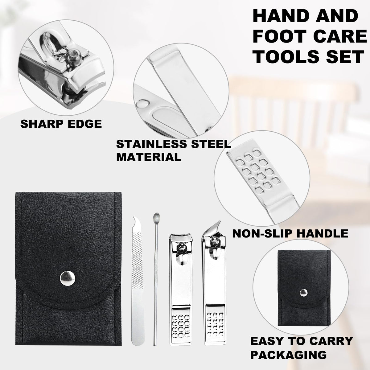 Stainless Steel 4-in-1 Nail Clipper Set with Case