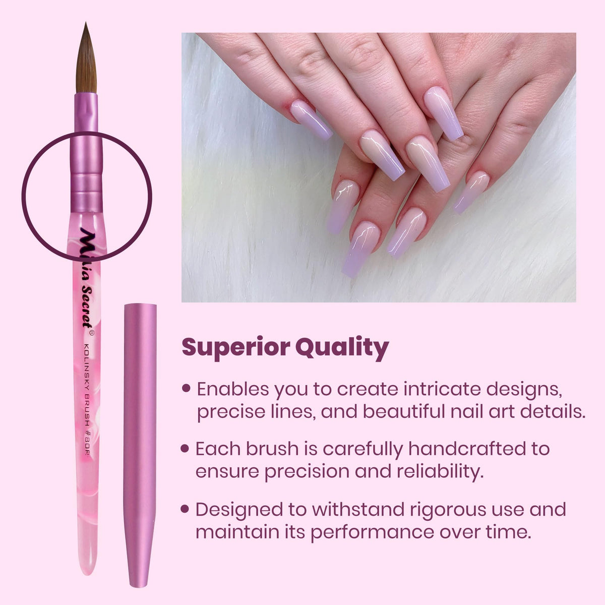 Mia Secret Oval Kolinsky Nail Brush Size #8