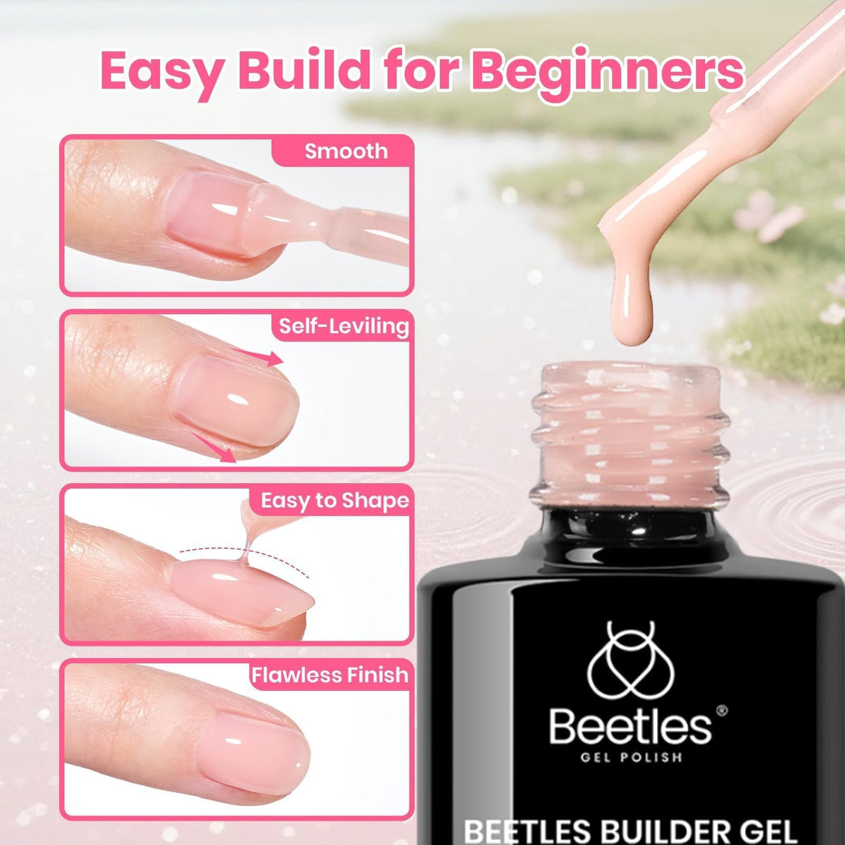 Beetles Builder Gel for Nails, Self-Leveling UV LED Gel
