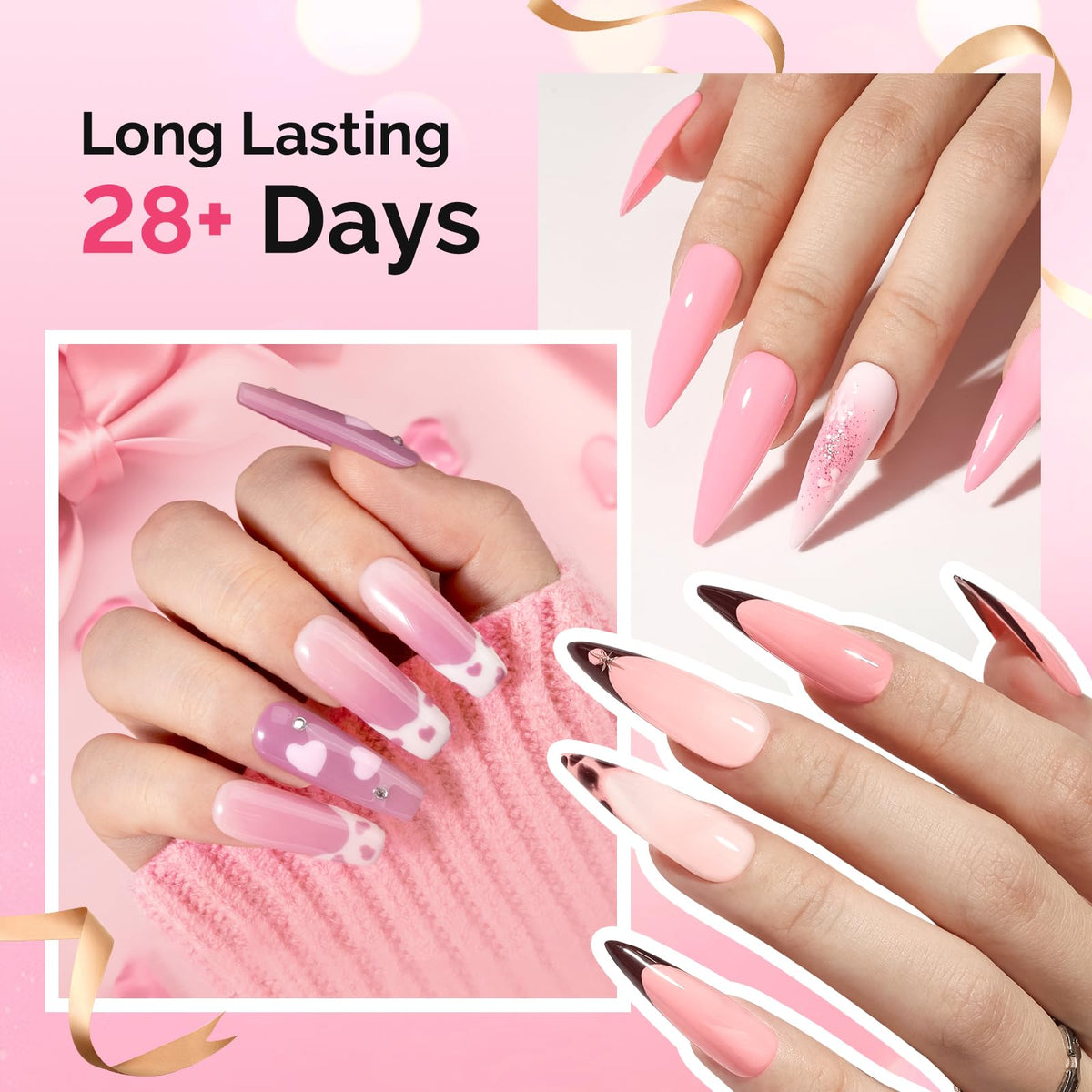MelodySusie Gel Nail Polish Kit with UV Lamp, Builder Gel, Base and Top Coat