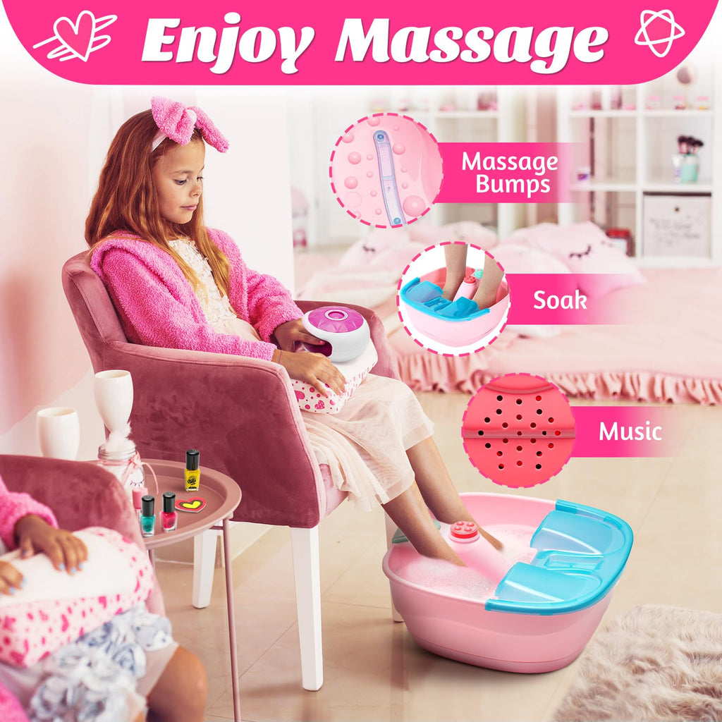 Kids Spa Day Kit with Foot Spa, Nail Dryer & Bath Bombs