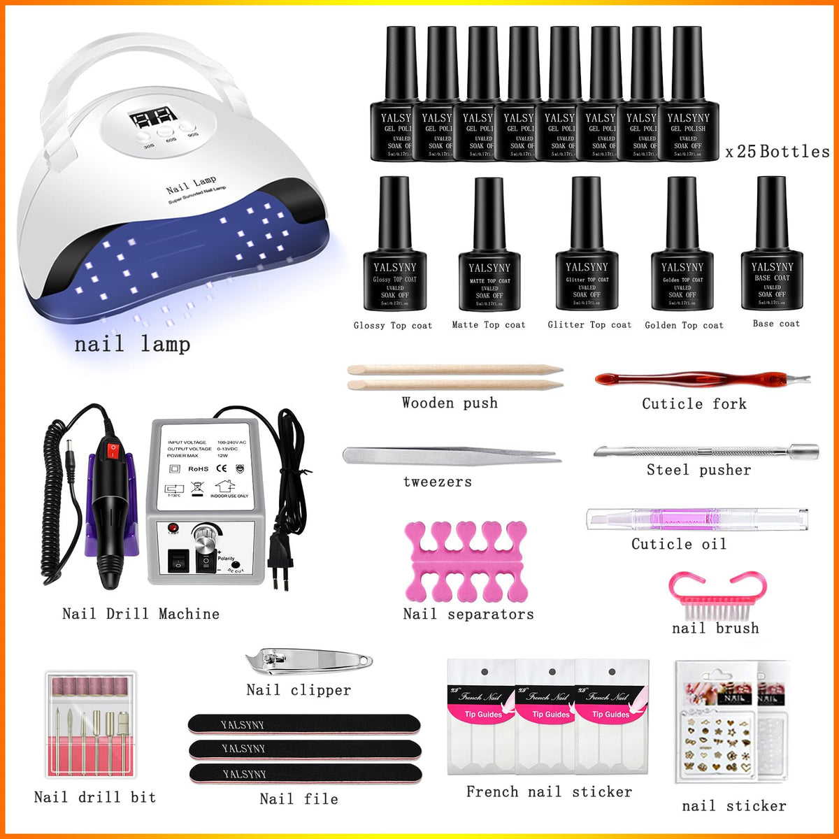 Gel Nail Polish Kit with UV/LED Lamp and Nail Drill