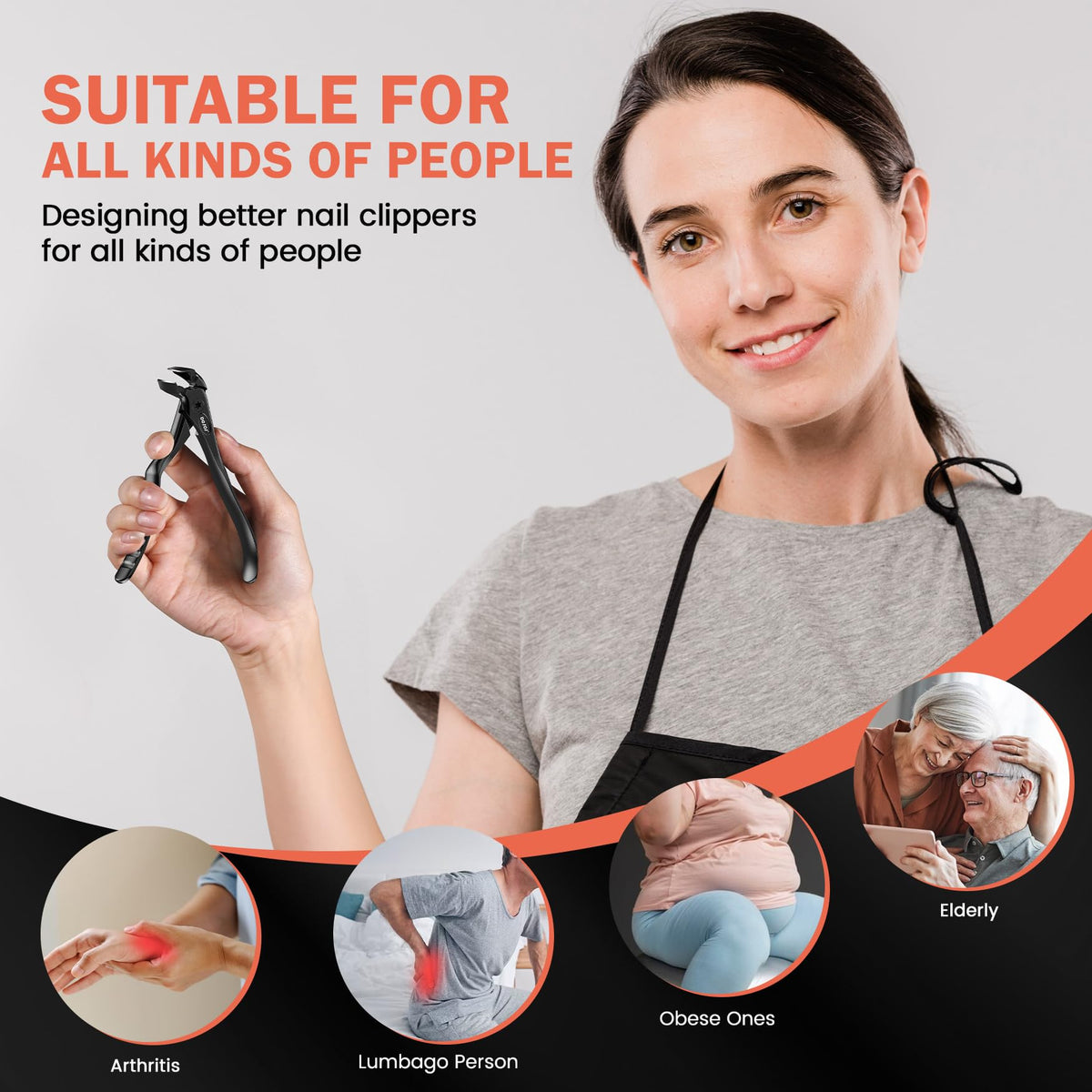 BEZOX Long-Handled Toenail Clippers for Thick Nails
