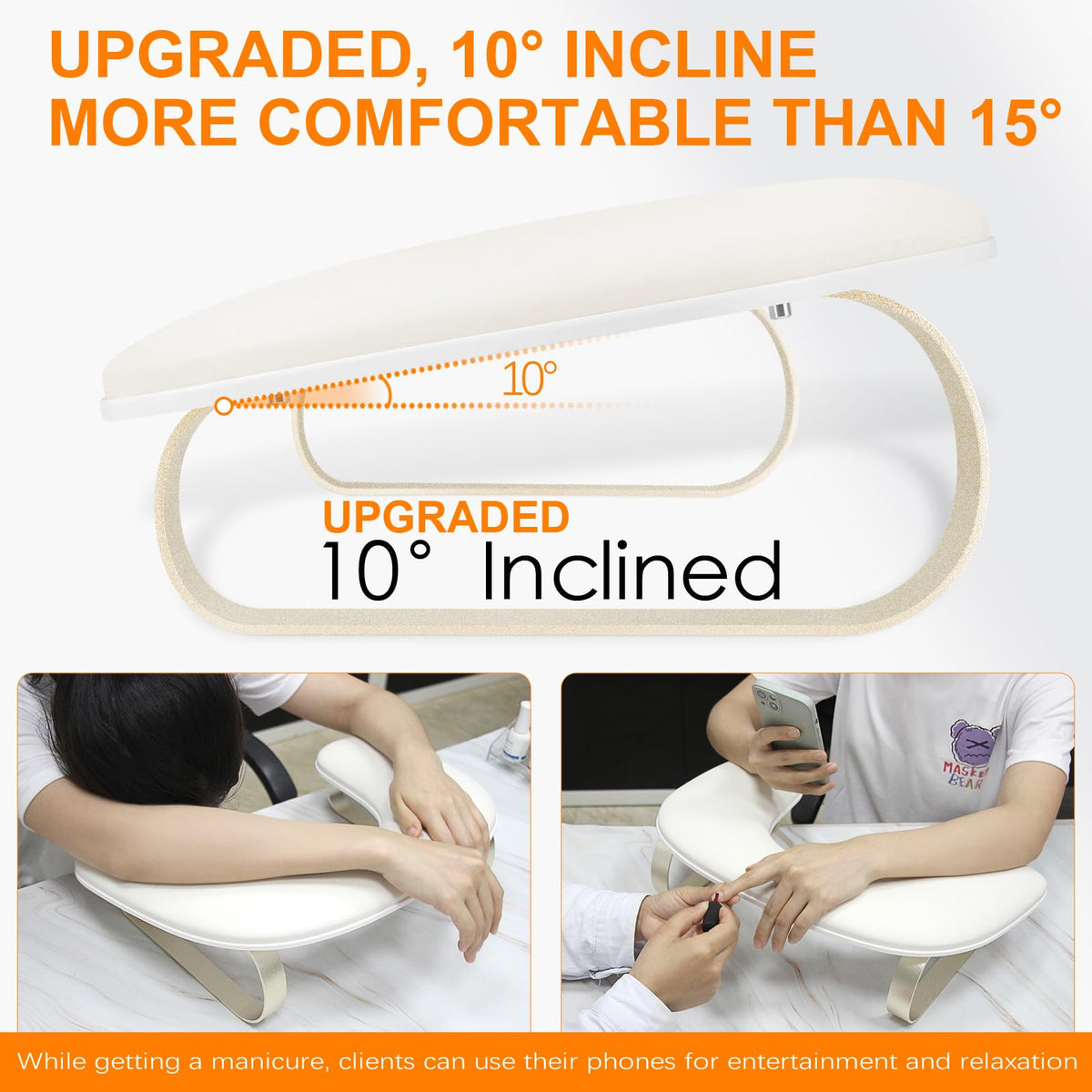 Upgraded U-Shaped Nail Arm Rest Stand with 10° Incline