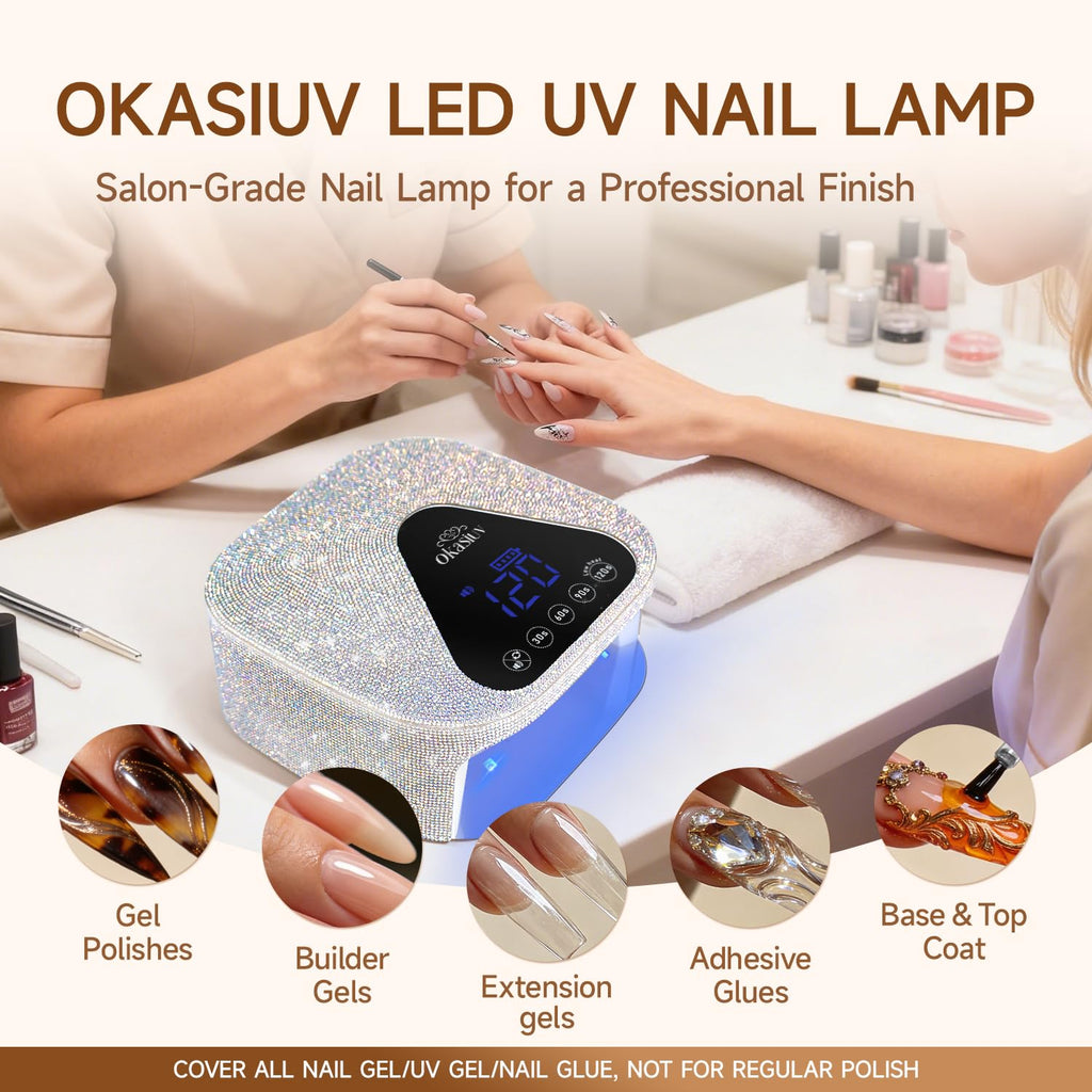 UV LED Nail Lamp with UV Gloves, Rechargeable Gel Polish Dryer