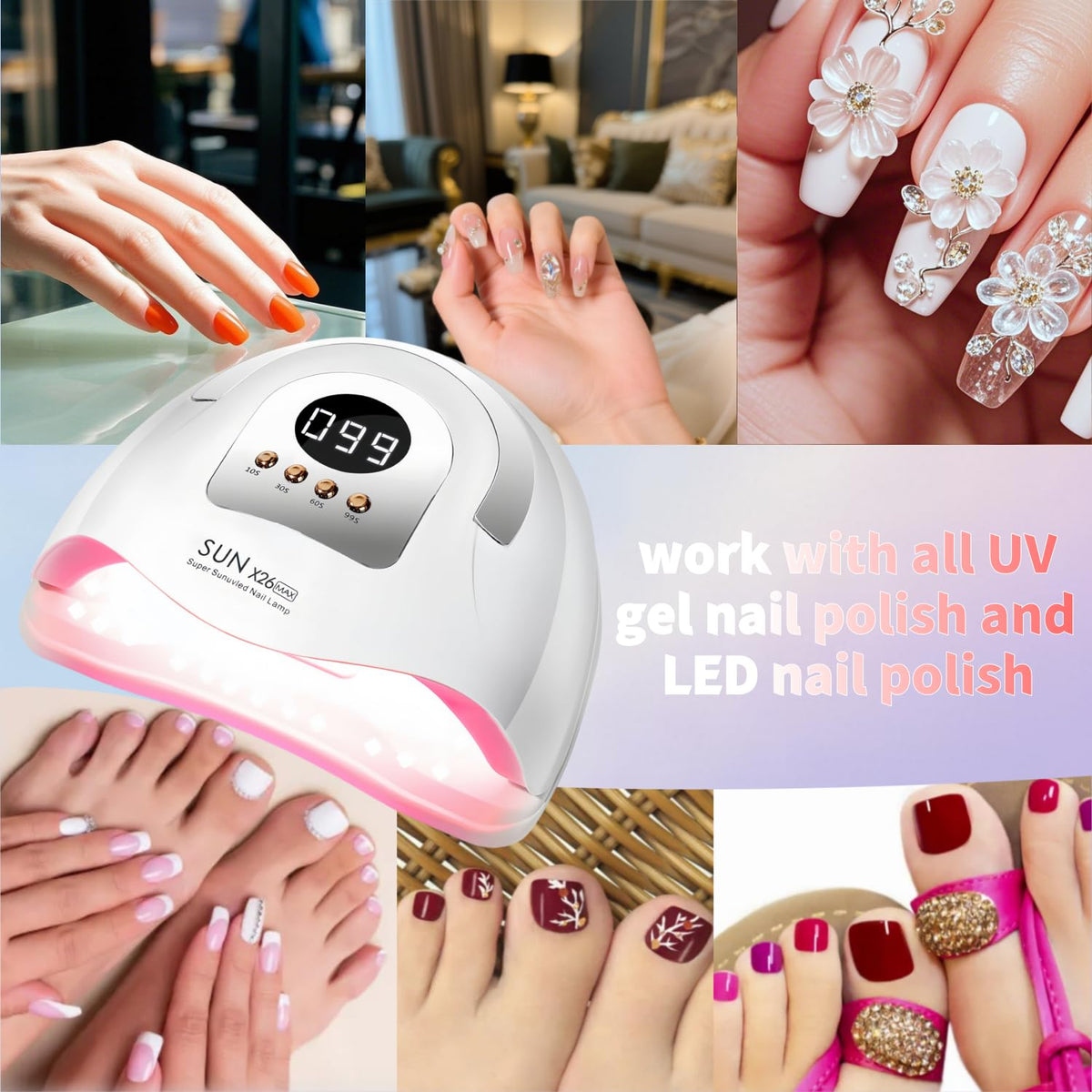 UV LED Nail Lamp with 81 Beads, 380W Gel Polish Dryer