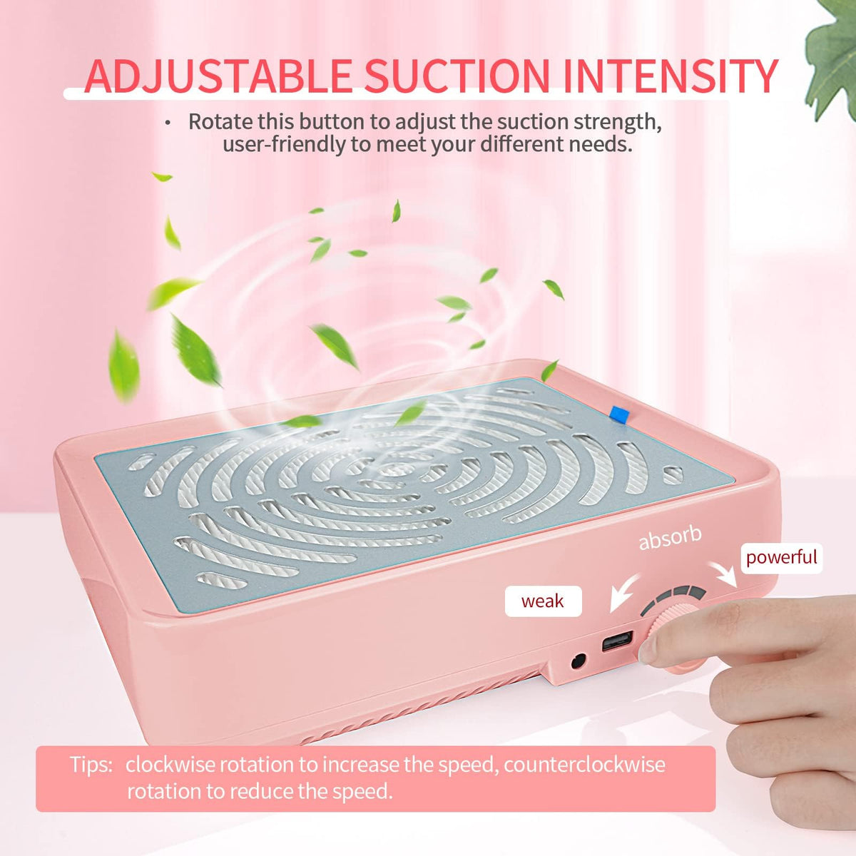 SAVILAND Nail Dust Collector with LED Lamp and Reusable Filter