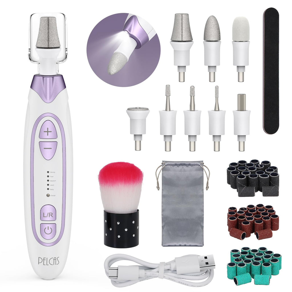 PELCAS Electric Nail Drill and File Kit with LED Light