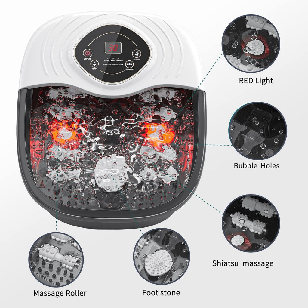 closewave Foot Spa Bath Massager with Heat, Red Light & Oxygen Bubbles
