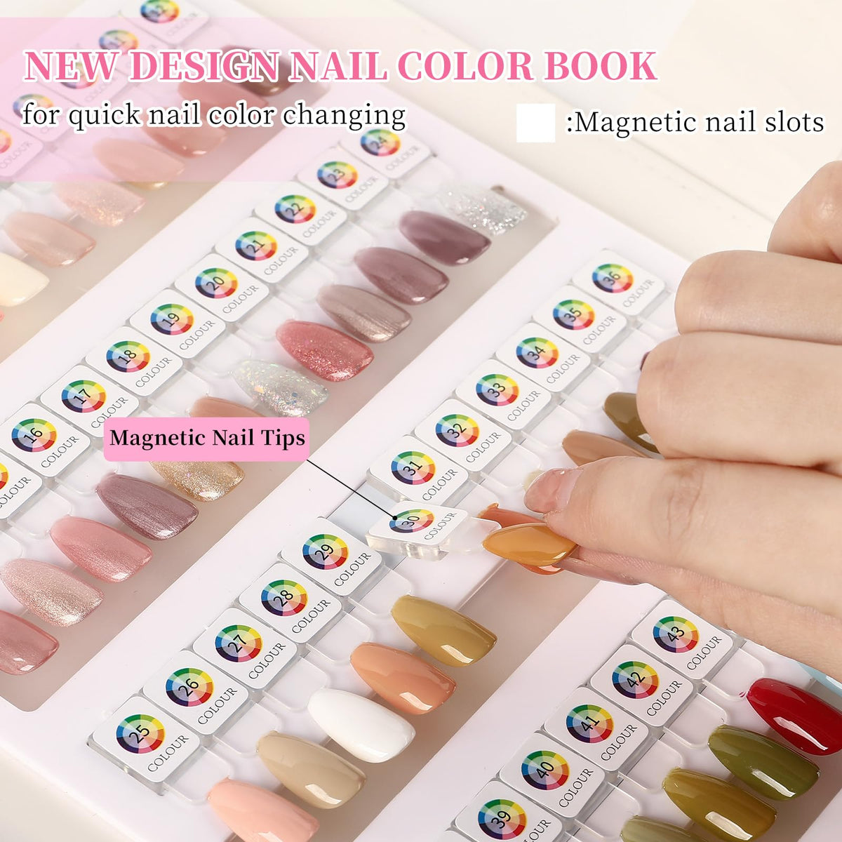 ANGNYA Magnetic Nail Swatch Book for Nail Color Display