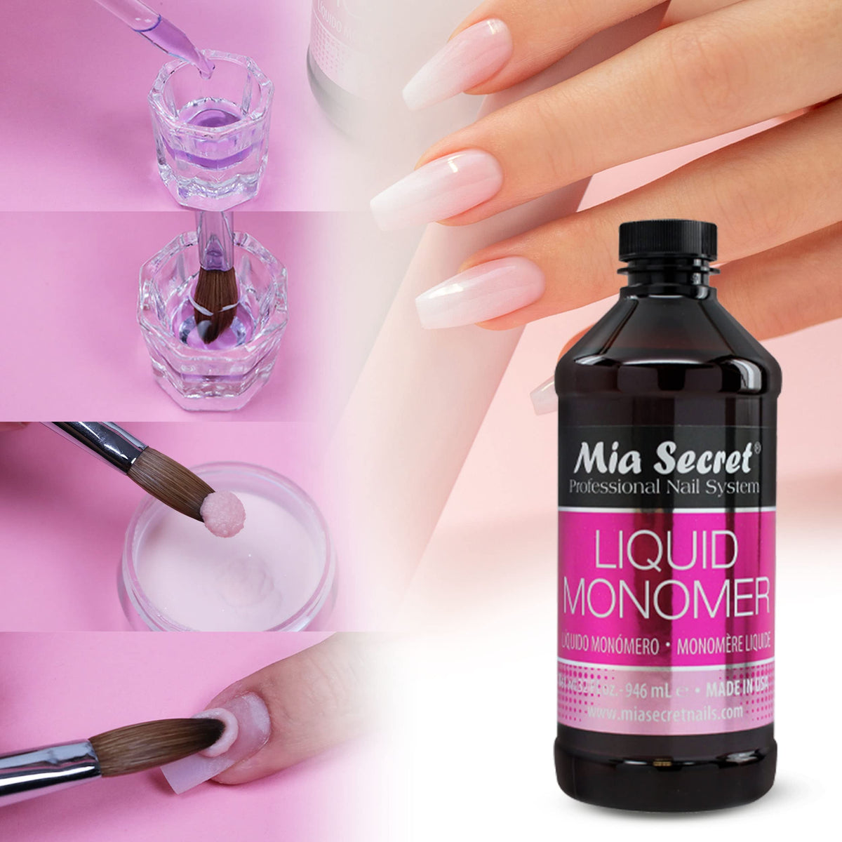 Mia Secret 32 oz Liquid Monomer for Professional Acrylic Nails