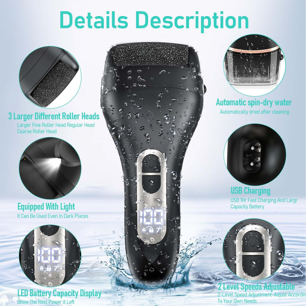 Electric Callus Remover for Feet, Rechargeable Waterproof Foot File