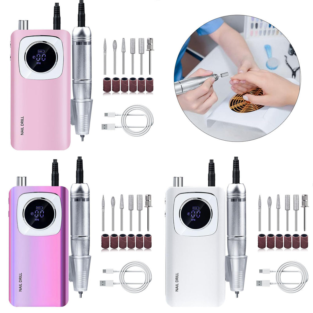 45000RPM Rechargeable Electric Nail Drill Machine Set with LCD Screen