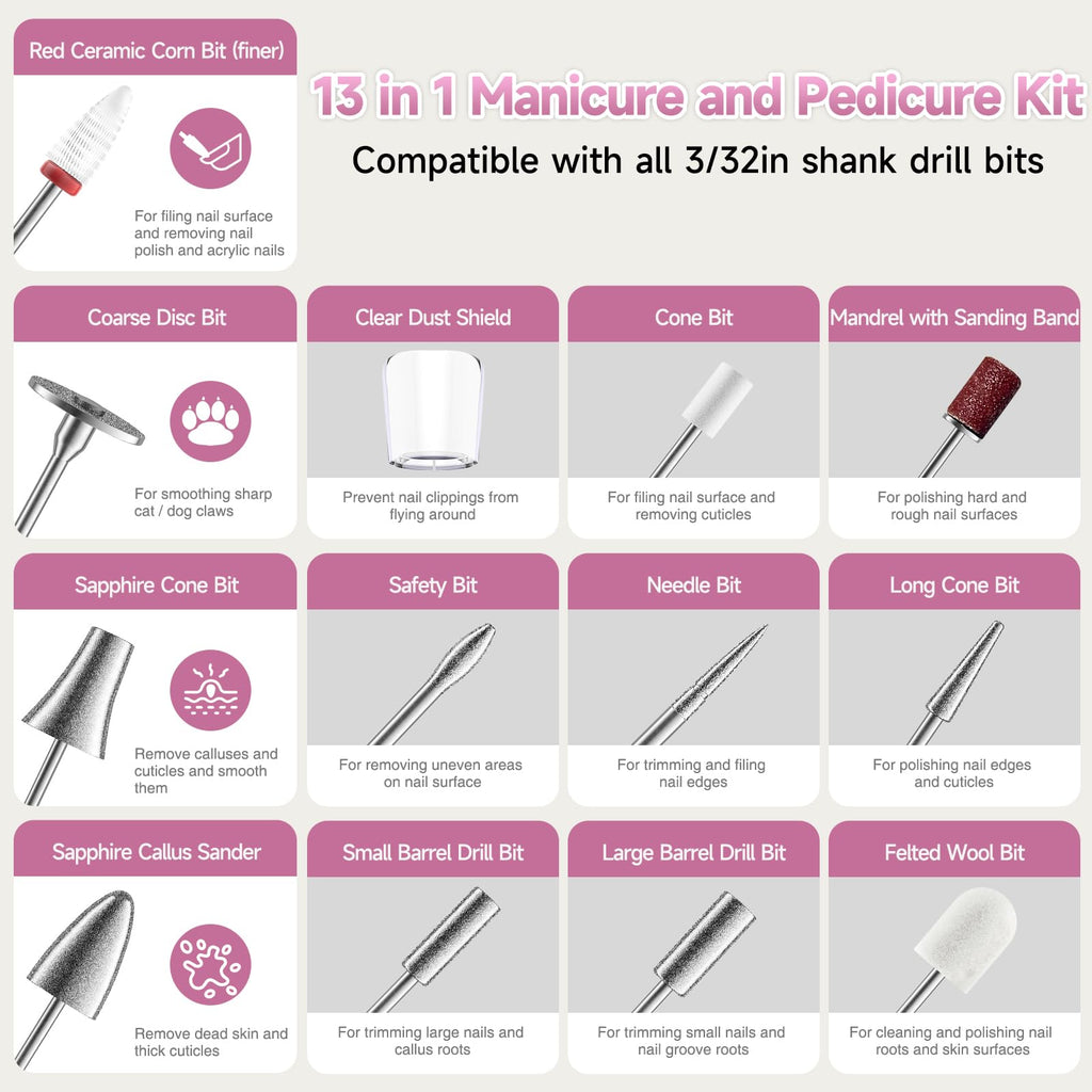 Cordless Electric Nail Drill 35000 RPM with LCD Display