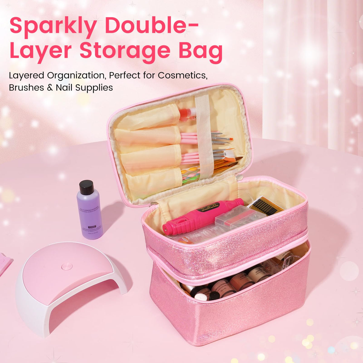 Acrylic Nail Kit for Beginners with Acrylic Powder, EMA Monomer, Drill & UV Lamp