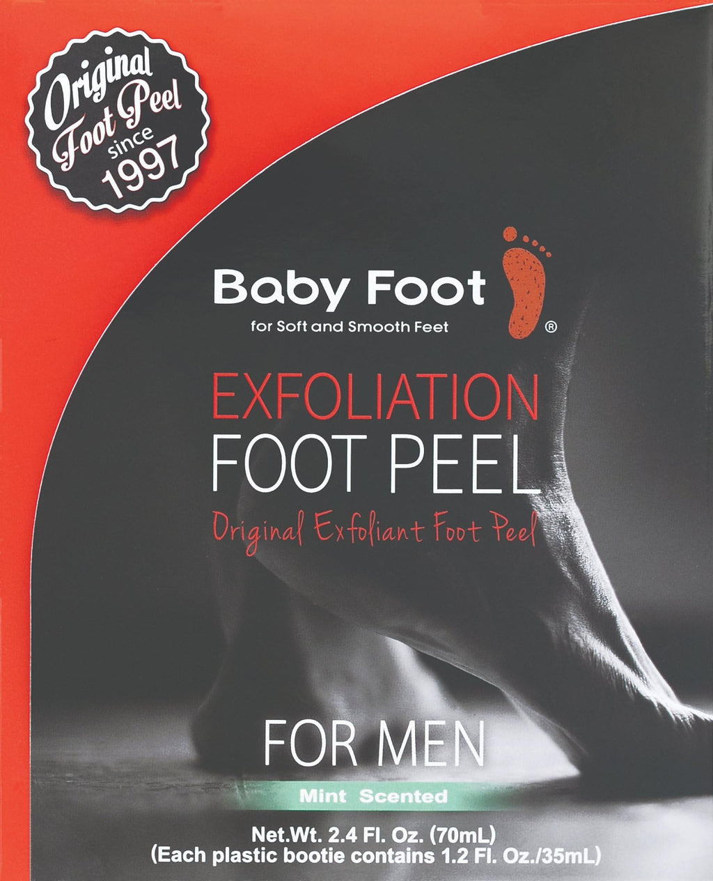 Baby Foot Original Foot Peel Exfoliator for Men, Mint Scented Pair